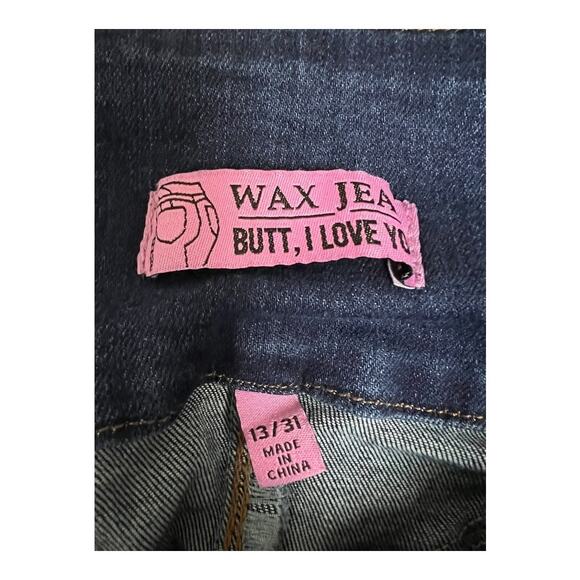 Wax Jeans 13 / 31 Womens Skinny Denim Y2K Blue Distressed Factory Faded - Picture 3 of 5
